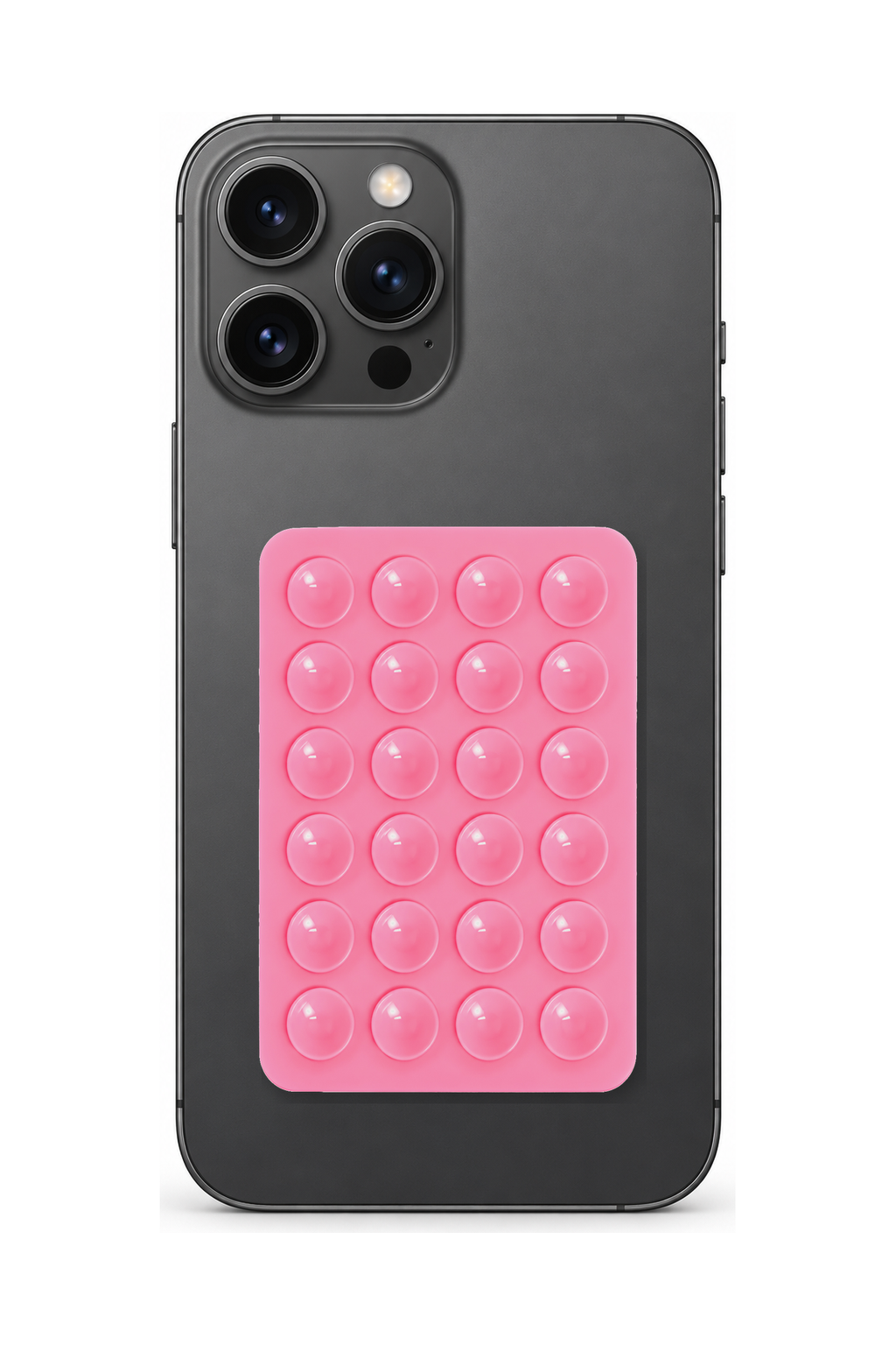 Telefon Arkası Vantuzlu Silikon Tutucu Sticker - Pembe telefon üzerinde kullanım görseli