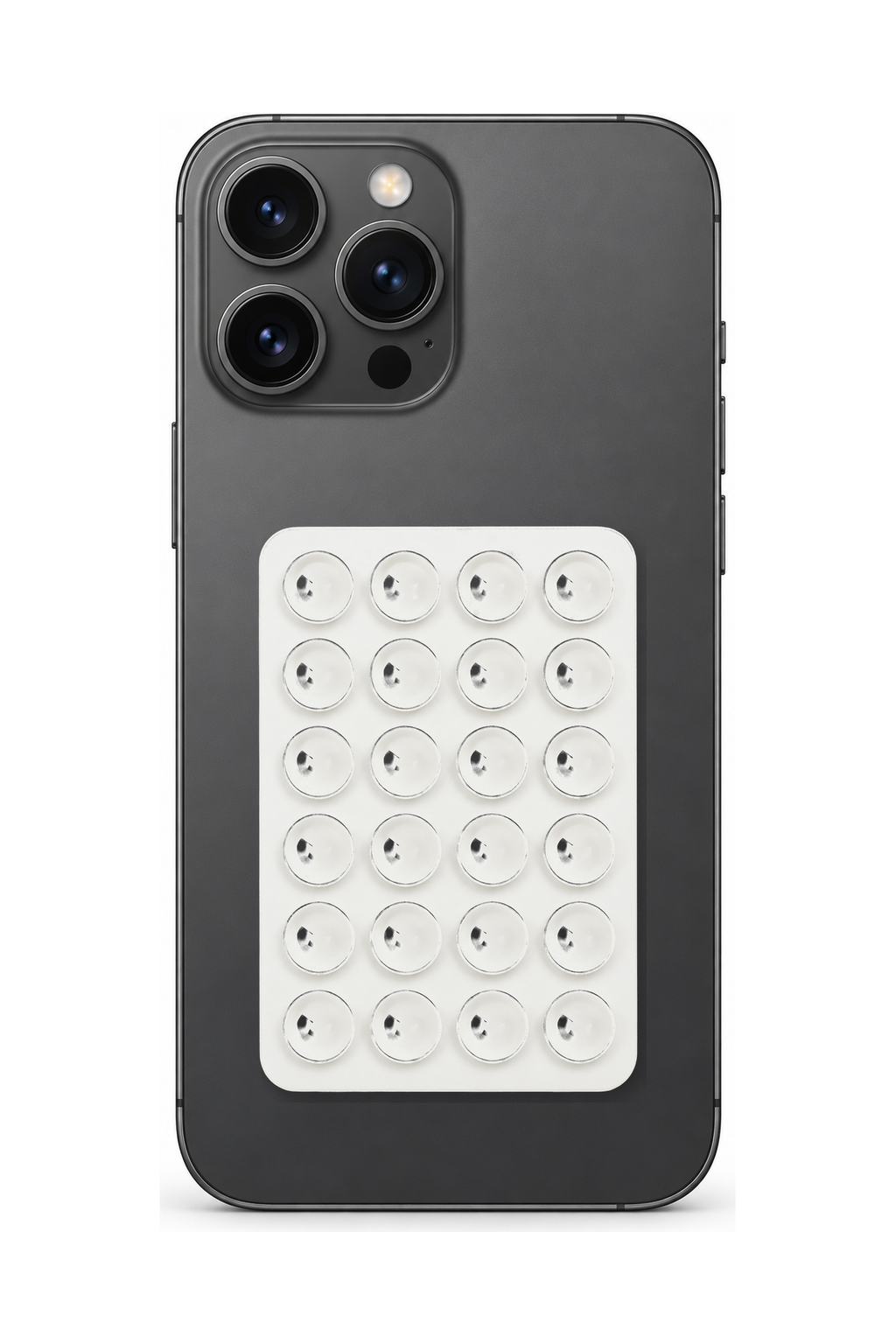 Telefon Arkası Vantuzlu Silikon Tutucu Sticker - Beyaz telefon üzerinde kullanım görseli