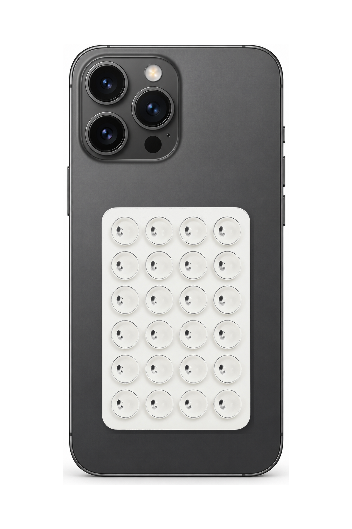Telefon Arkası Vantuzlu Silikon Tutucu Sticker - Beyaz telefon üzerinde kullanım görseli