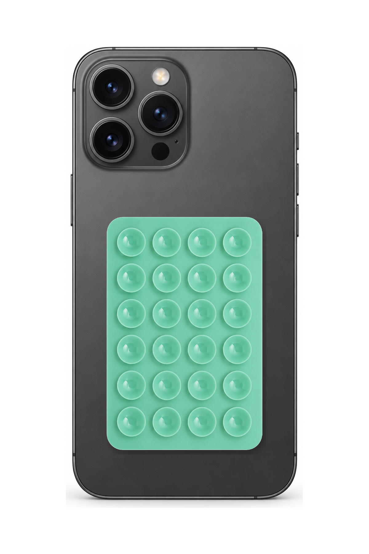 Telefon Arkası Vantuzlu Silikon Tutucu Sticker - Mint Yeşili telefon üzerinde kullanım görseli