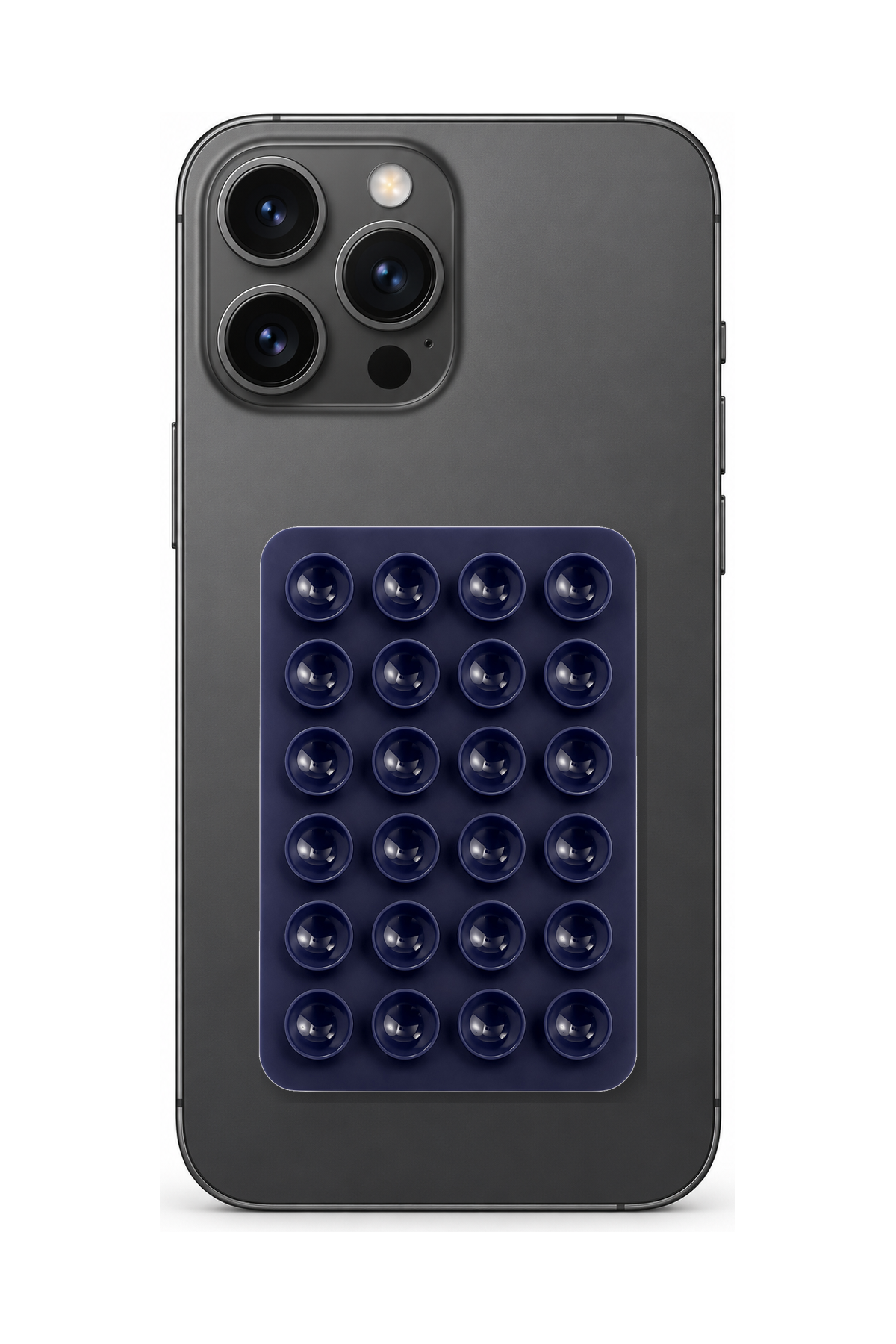 Telefon Arkası Vantuzlu Silikon Tutucu Sticker - Lacivert telefon üzerinde kullanım görseli