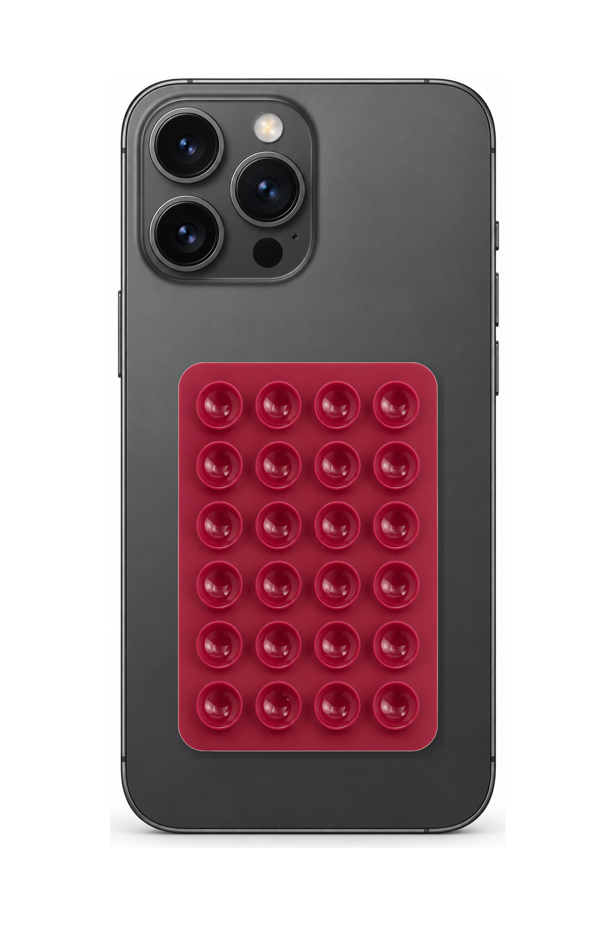 Telefon Arkası Vantuzlu Silikon Tutucu Sticker - Bordo telefon üzerinde kullanım görseli