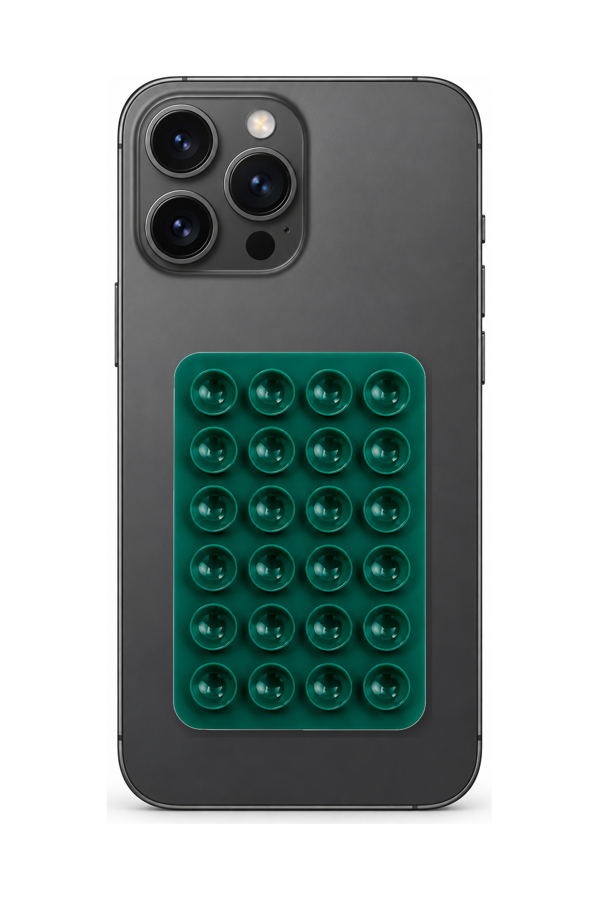 Telefon Arkası Vantuzlu Silikon Tutucu Sticker - Koyu Yeşil telefon üzerinde kullanım görseli