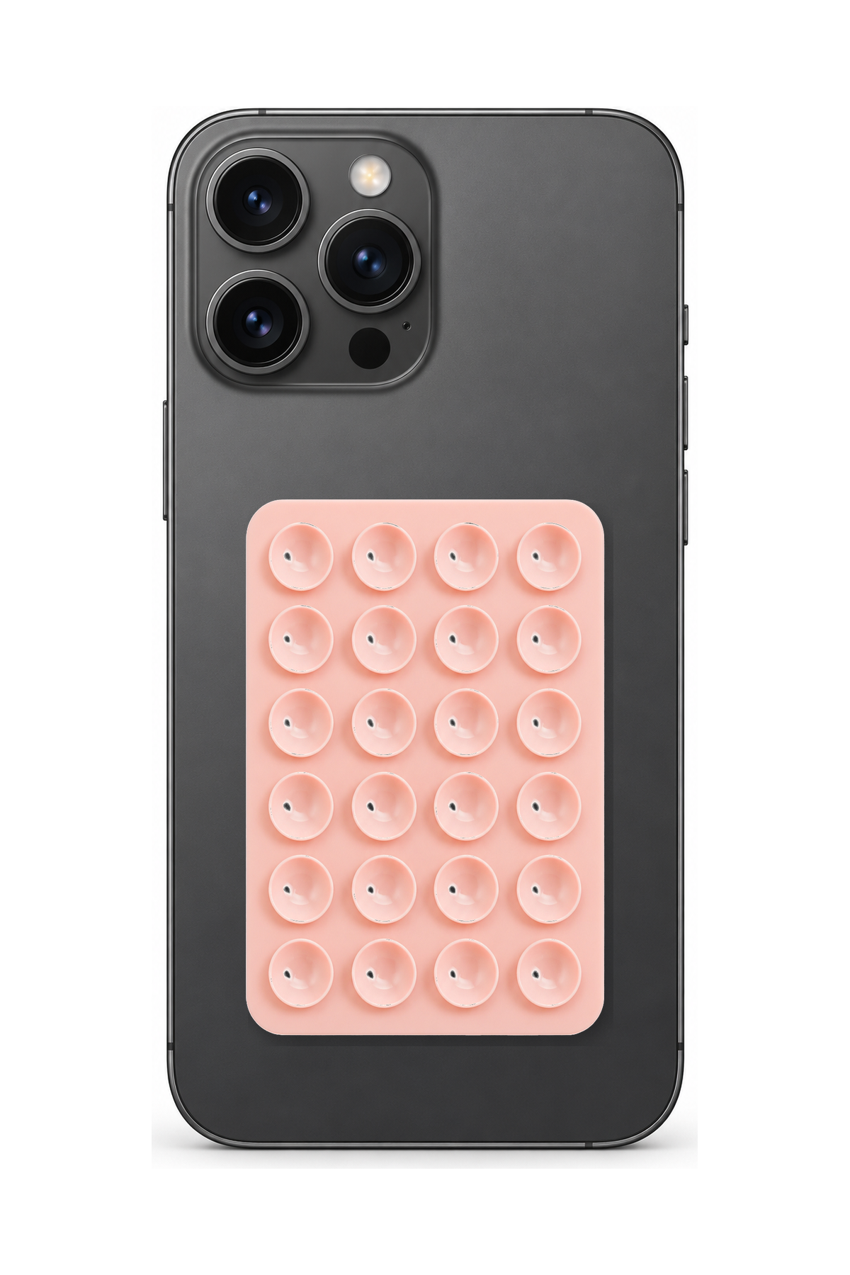 Telefon Arkası Vantuzlu Silikon Tutucu Sticker - Pudra Pembe telefon üzerinde kullanım görseli