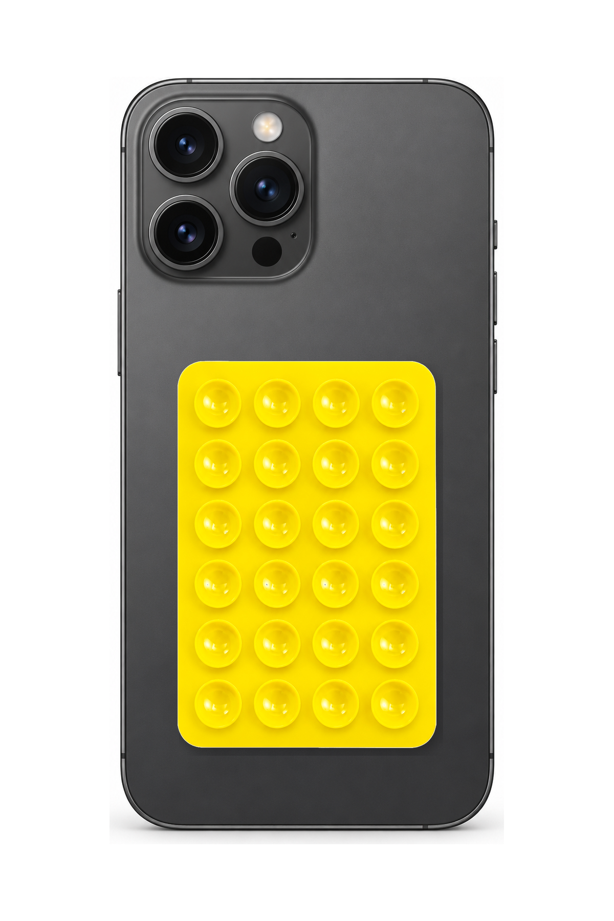 Telefon Arkası Vantuzlu Silikon Tutucu Sticker - Sarı telefon üzerinde kullanım görseli