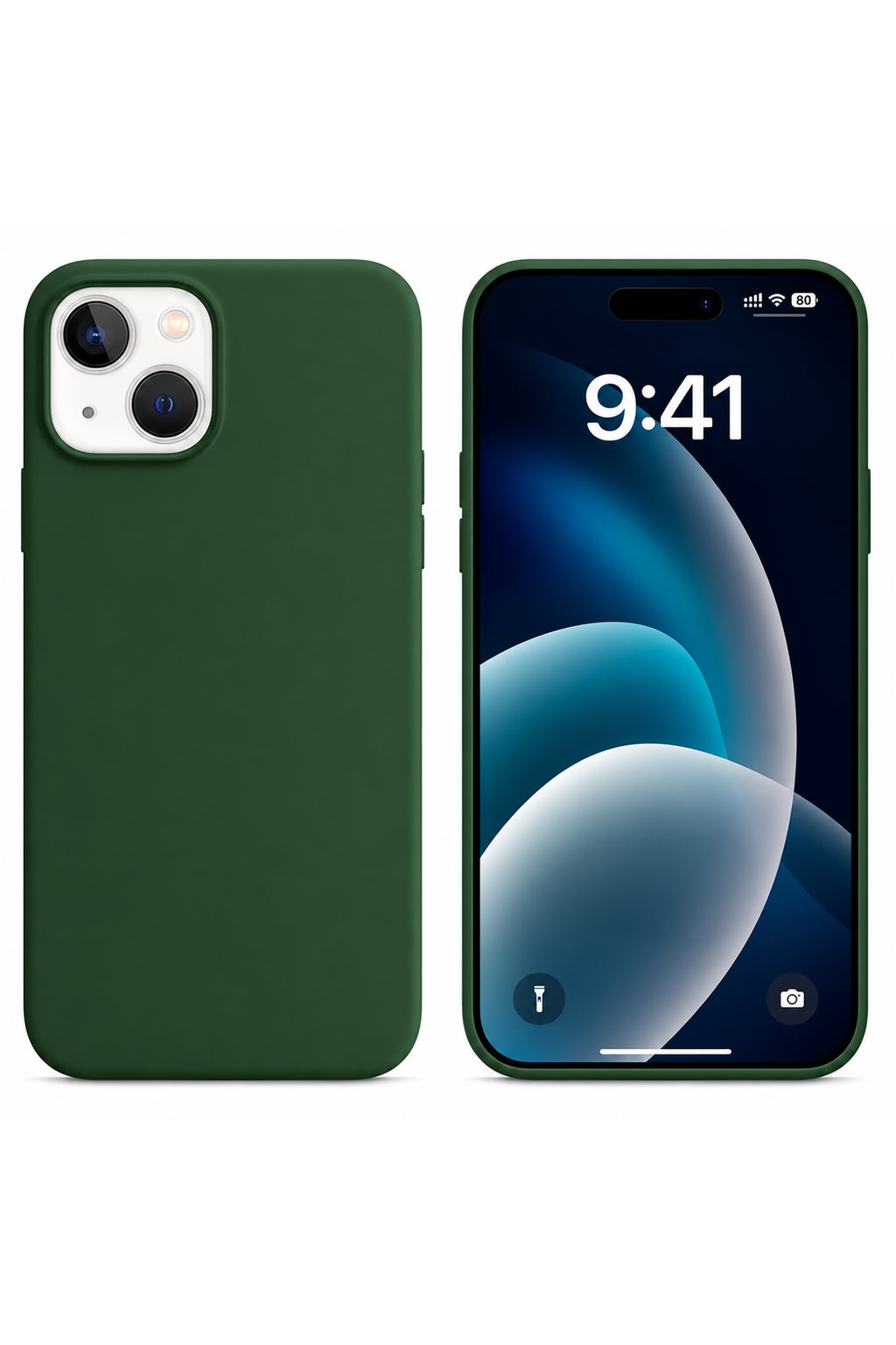 iPhone 15 Soft Touch Lansman Silikon Kılıf Koyu Yeşil