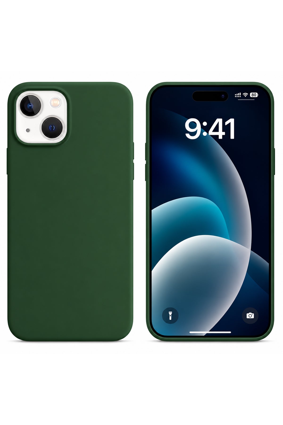 iPhone 15 Plus Soft Touch Lansman Silikon Kılıf Koyu Yeşil