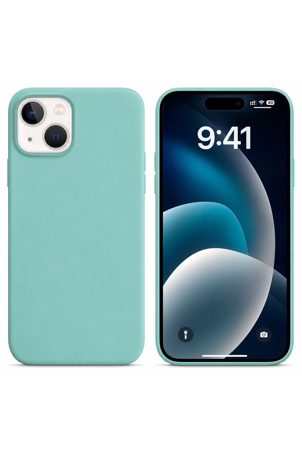 iPhone 15 Soft Touch Lansman Silikon Kılıf Su Yeşili