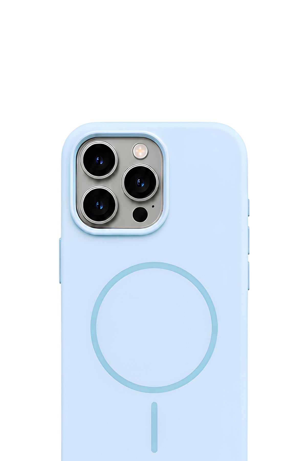 iPhone 15 Pro Mag Core Akıllı MagSafe Animasyonlu Silikon Kılıf Açık Mavi