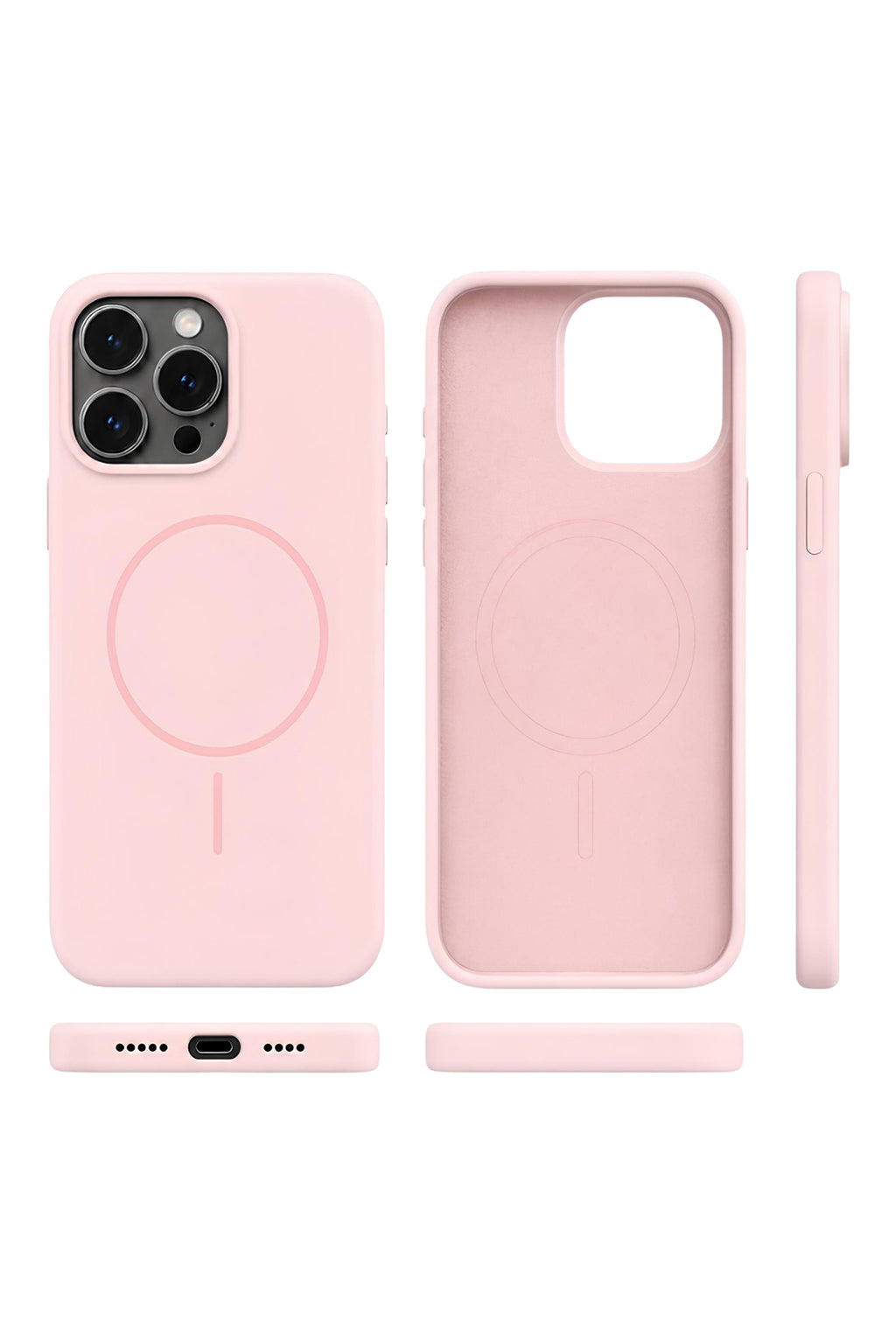 iPhone 15 Pro Max Mag Core Akıllı MagSafe Animasyonlu Silikon Kılıf Açık Pembe