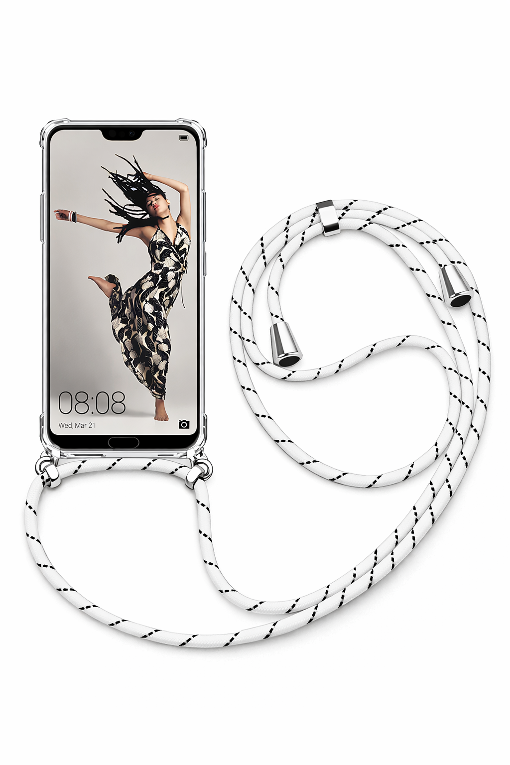 Huawei Askılı Tank Şeffaf Kılıf Beyaz