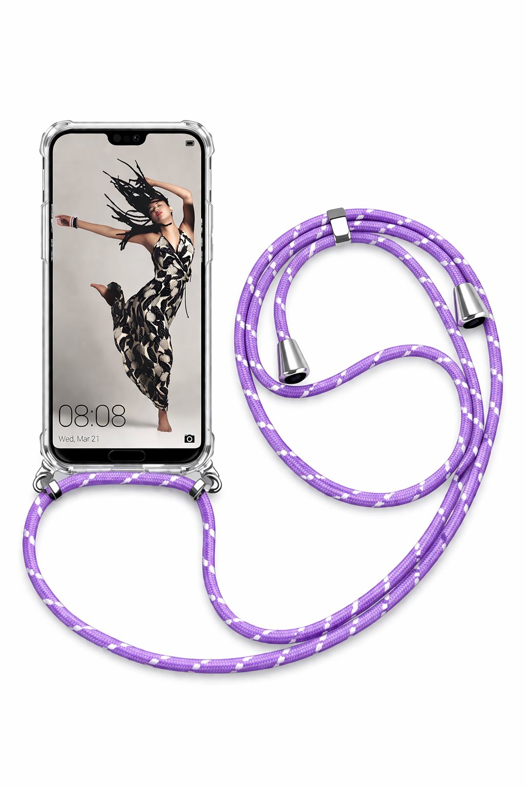 Huawei Askılı Tank Şeffaf Kılıf Lila