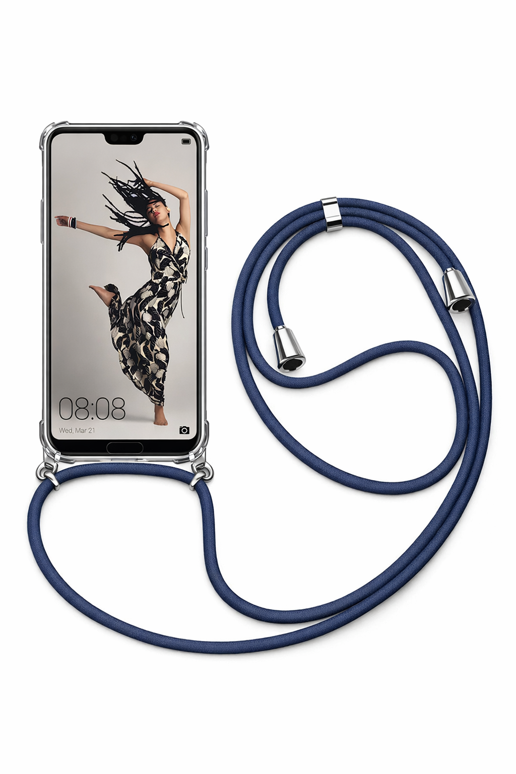 Huawei Askılı Tank Şeffaf Kılıf Lacivert