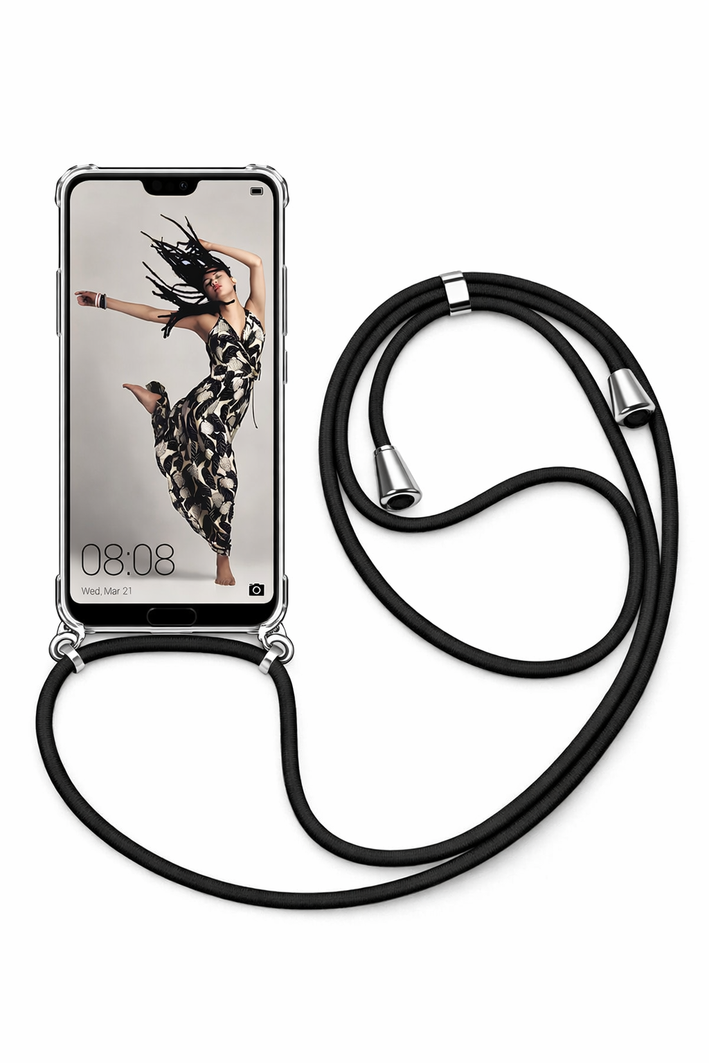 Huawei Askılı Tank Şeffaf Kılıf Siyah