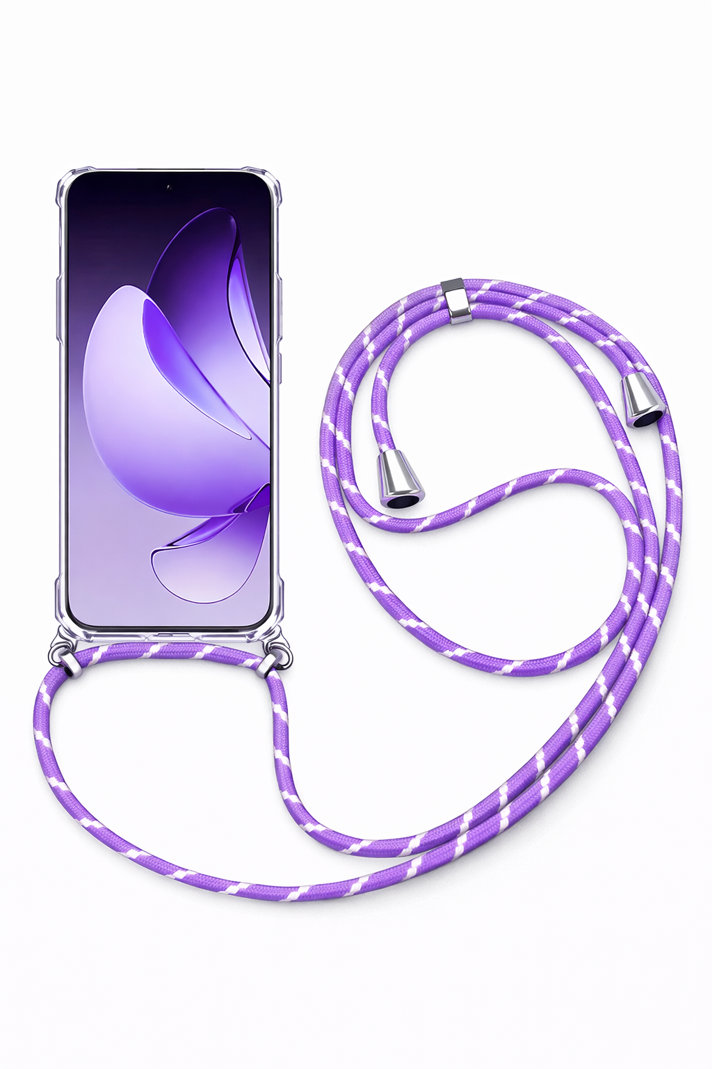 Oppo Askılı Tank Şeffaf Kılıf Lila