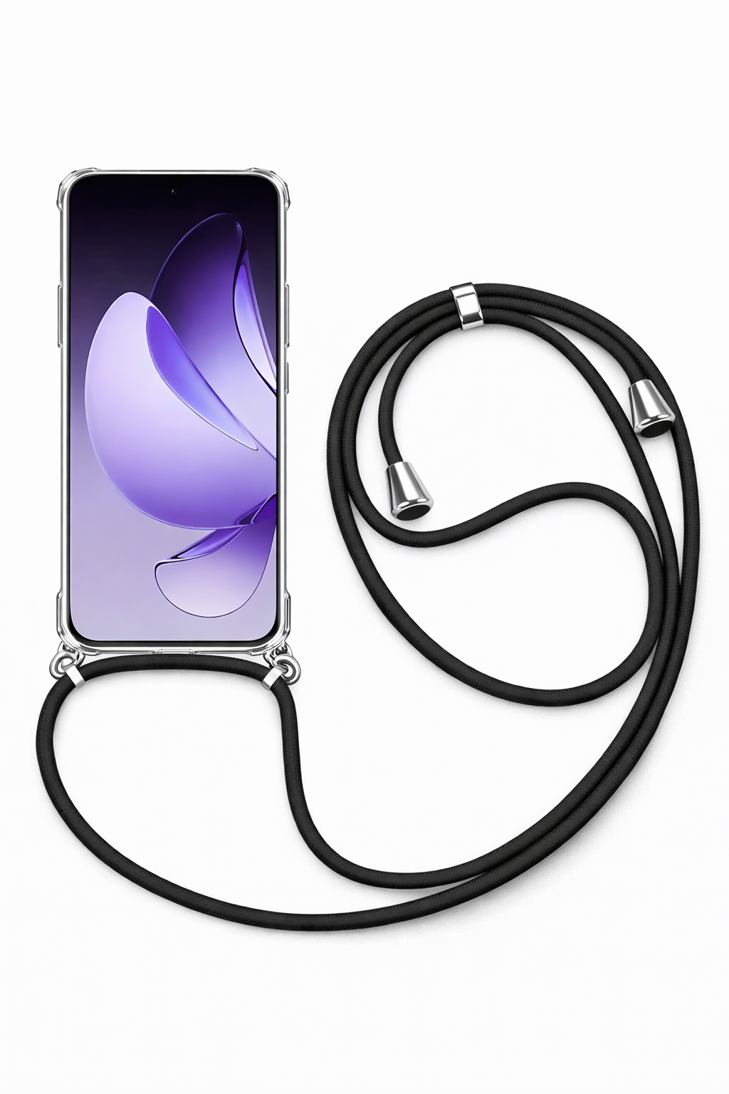 Oppo Askılı Tank Şeffaf Kılıf Siyah