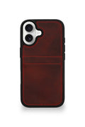 Vintage Wallet Kartlıklı Premium Deri Kılıf iPhone 17 Rustik Bordo