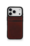 Vintage Wallet Kartlıklı Premium Deri Kılıf iPhone 17 Pro Max Rustik Bordo