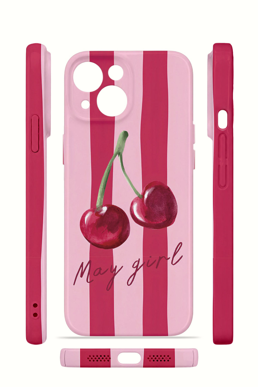 iPhone 14 Plus Valestra İnce Kamera Korumalı Mika Kılıf Cherry Girl