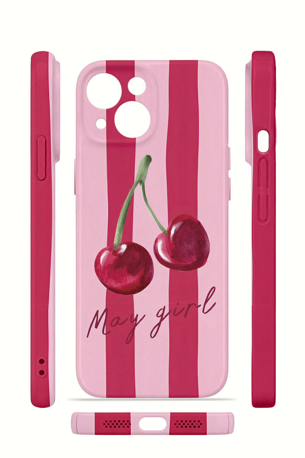 iPhone 14 Valestra İnce Kamera Korumalı Mika Kılıf Cherry Girl