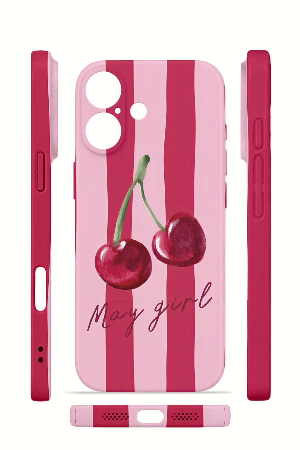 iPhone 16 Valestra İnce Kamera Korumalı Mika Kılıf Cherry Girl