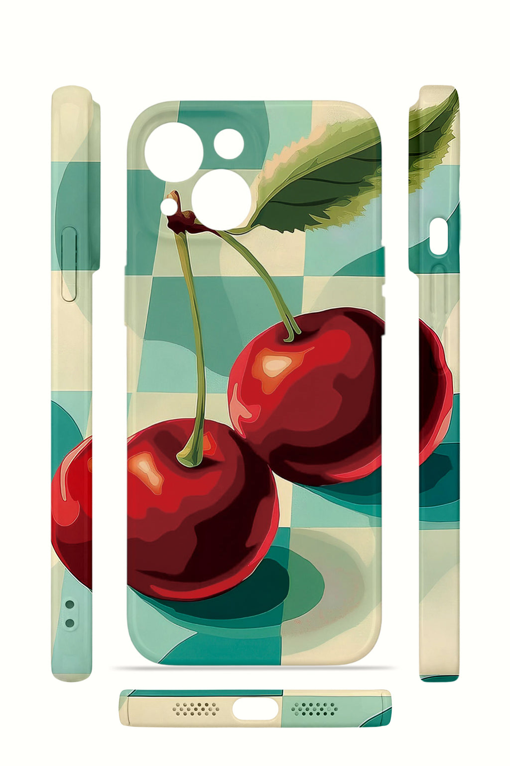 iPhone 13 Valestra İnce Kamera Korumalı Mika Kılıf Cherry Picnic
