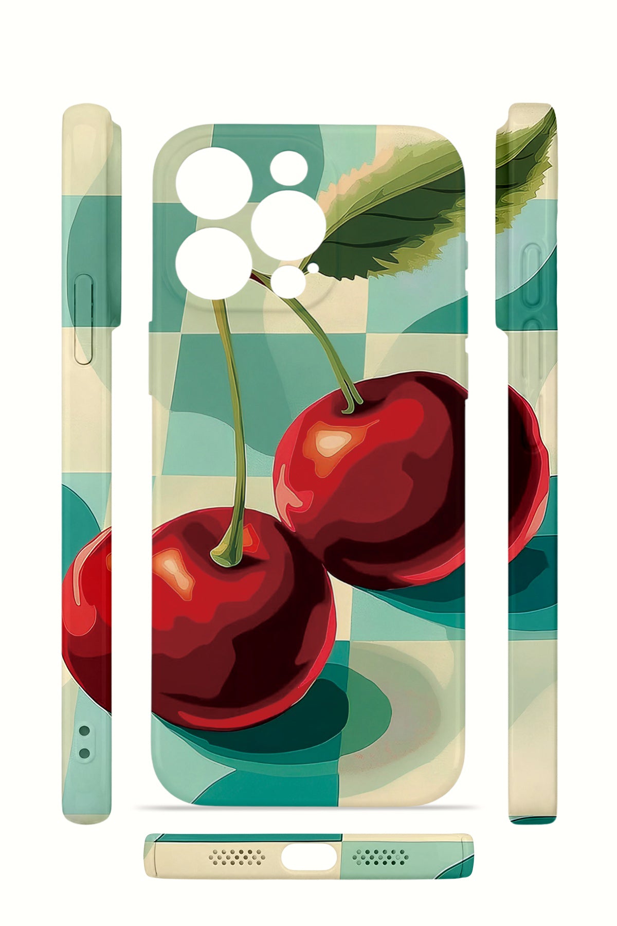 iPhone 15 Pro Valestra İnce Kamera Korumalı Mika Kılıf Cherry Picnic
