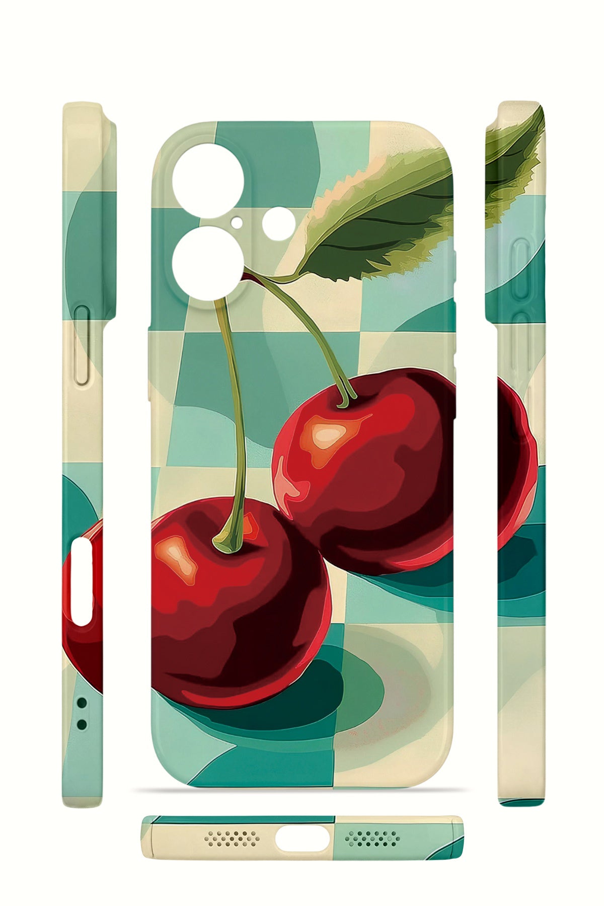 iPhone 16 Valestra İnce Kamera Korumalı Mika Kılıf Cherry Picnic