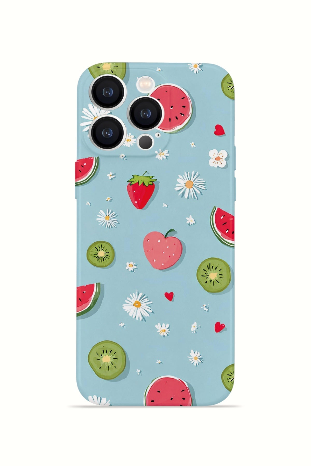 iPhone 12 Pro Valestra İnce Kamera Korumalı Mika Kılıf Fruit Confetti Sky