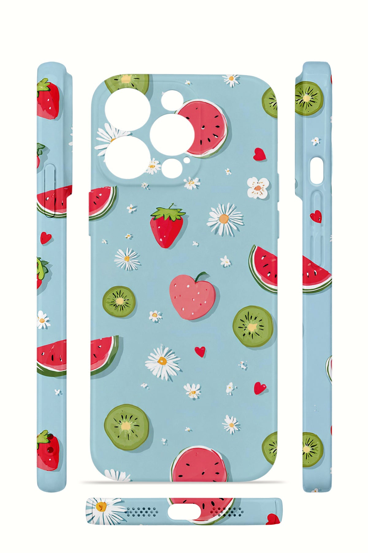 iPhone 12 Pro Valestra İnce Kamera Korumalı Mika Kılıf Fruit Confetti Sky