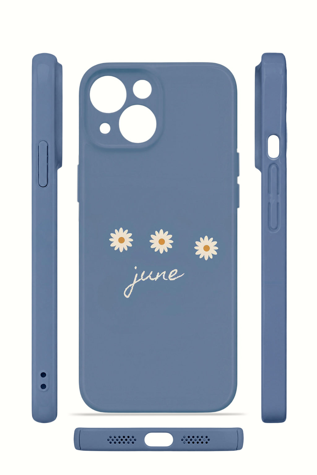 iPhone 13 Valestra İnce Kamera Korumalı Mika Kılıf June Daisy Blue
