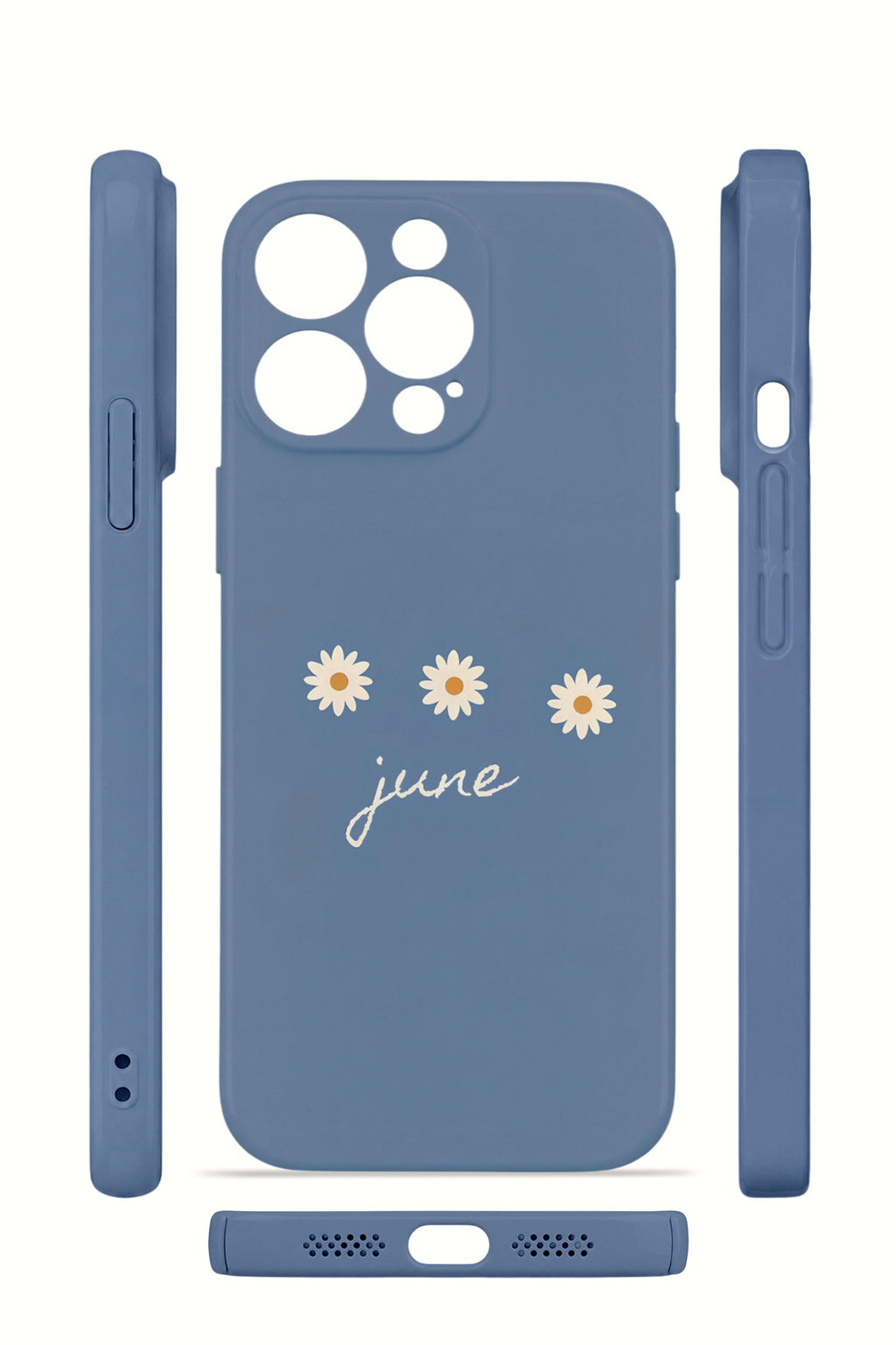 iPhone 13 Pro Max Valestra İnce Kamera Korumalı Mika Kılıf June Daisy Blue