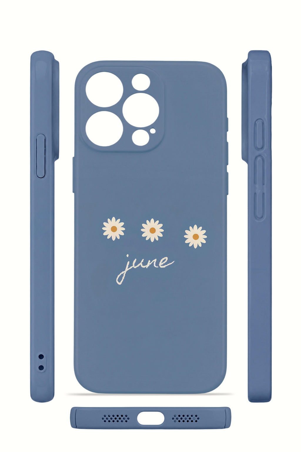 iPhone 15 Pro Max Valestra İnce Kamera Korumalı Mika Kılıf June Daisy Blue