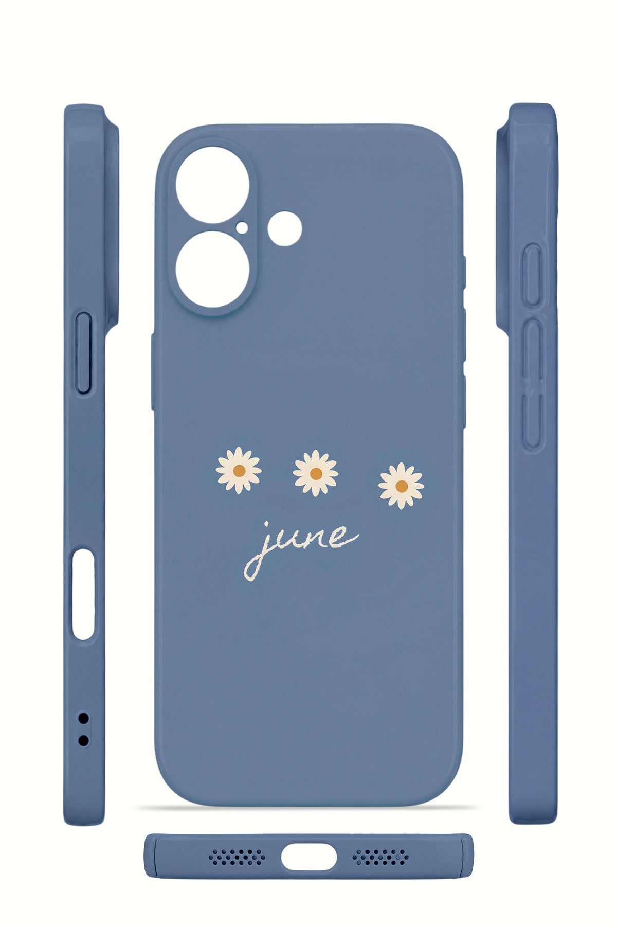 iPhone 16 Valestra İnce Kamera Korumalı Mika Kılıf June Daisy Blue