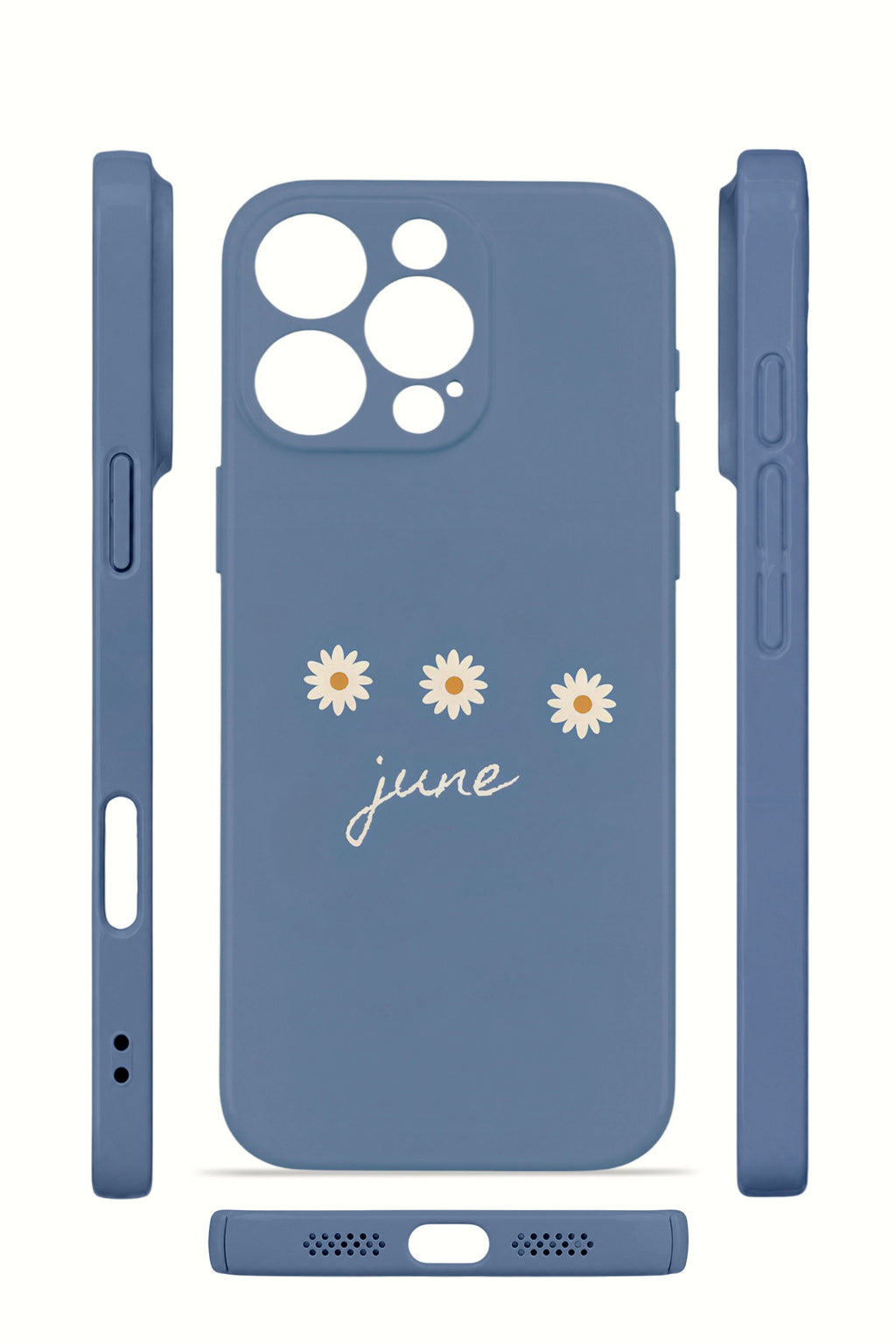 iPhone 16 Pro Valestra İnce Kamera Korumalı Mika Kılıf June Daisy Blue