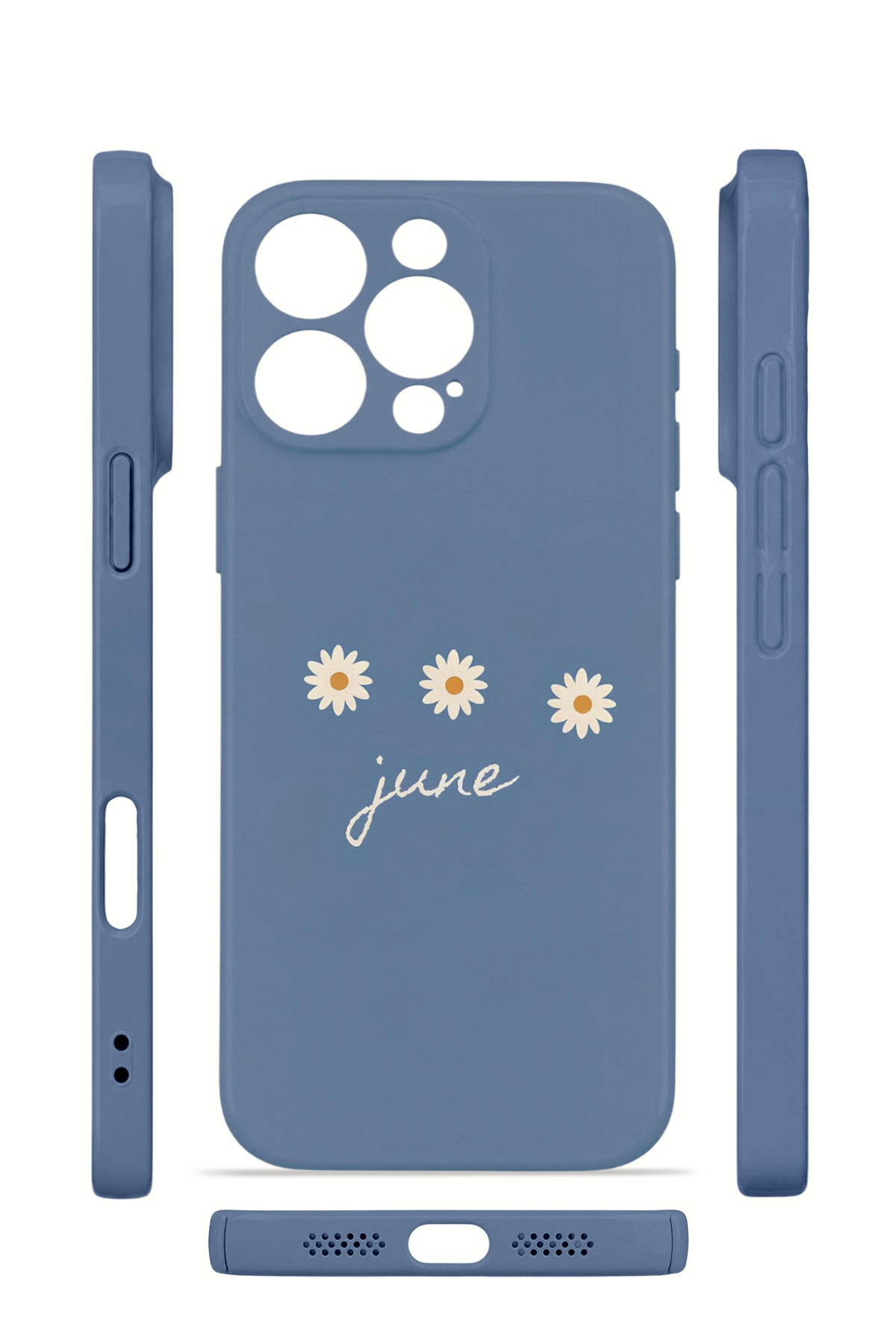 iPhone 16 Pro Valestra İnce Kamera Korumalı Mika Kılıf June Daisy Blue
