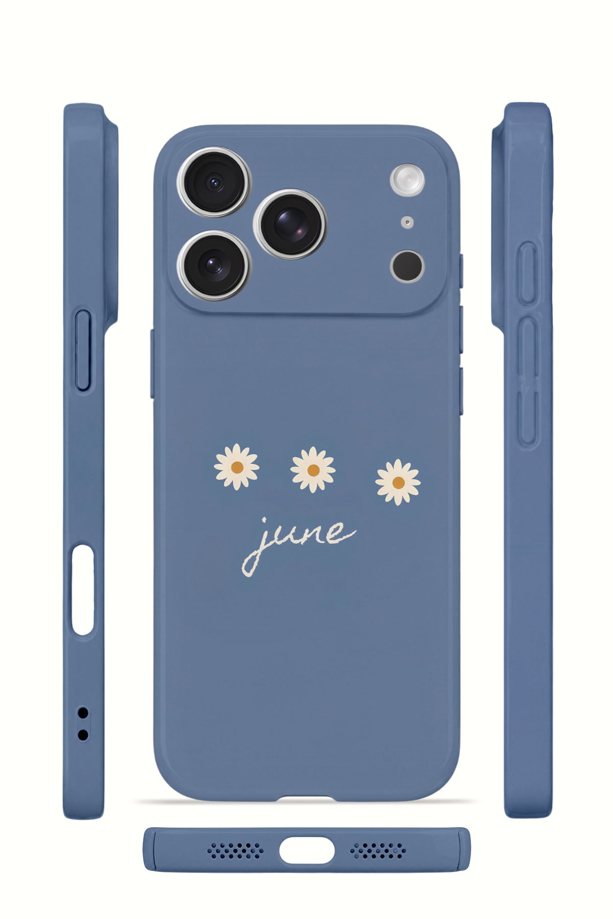 iPhone 17 Pro Valestra İnce Kamera Korumalı Mika Kılıf June Daisy Blue
