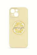 iPhone 15 Plus Valestra İnce Kamera Korumalı Mika Kılıf Just A Girl Lemon