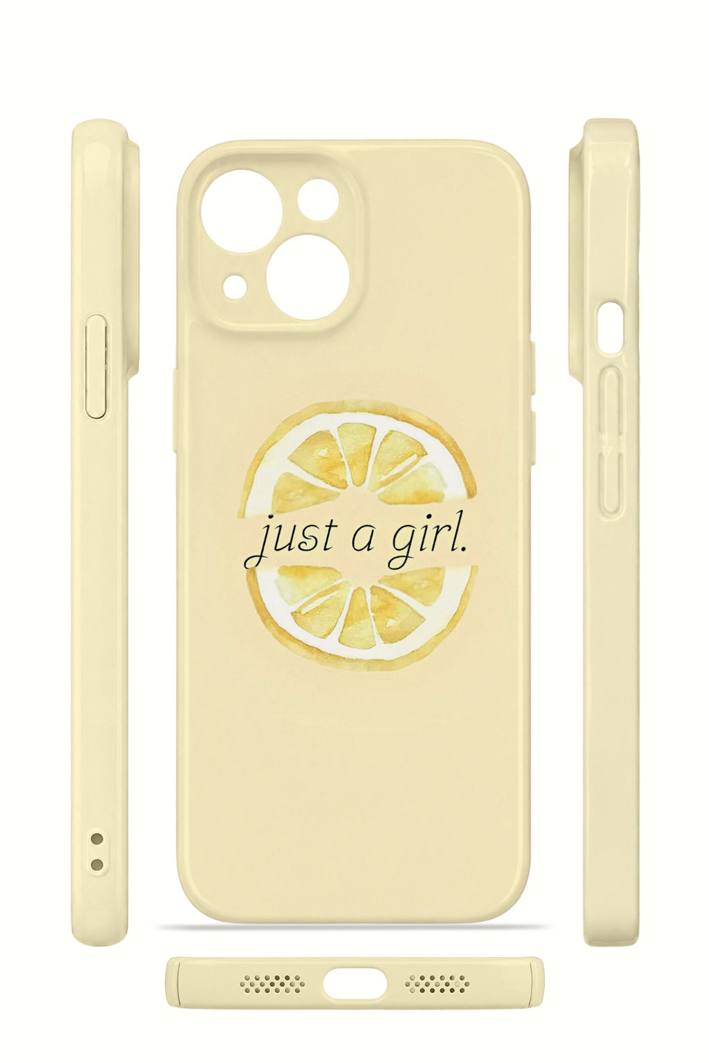 iPhone 15 Valestra İnce Kamera Korumalı Mika Kılıf Just A Girl Lemon