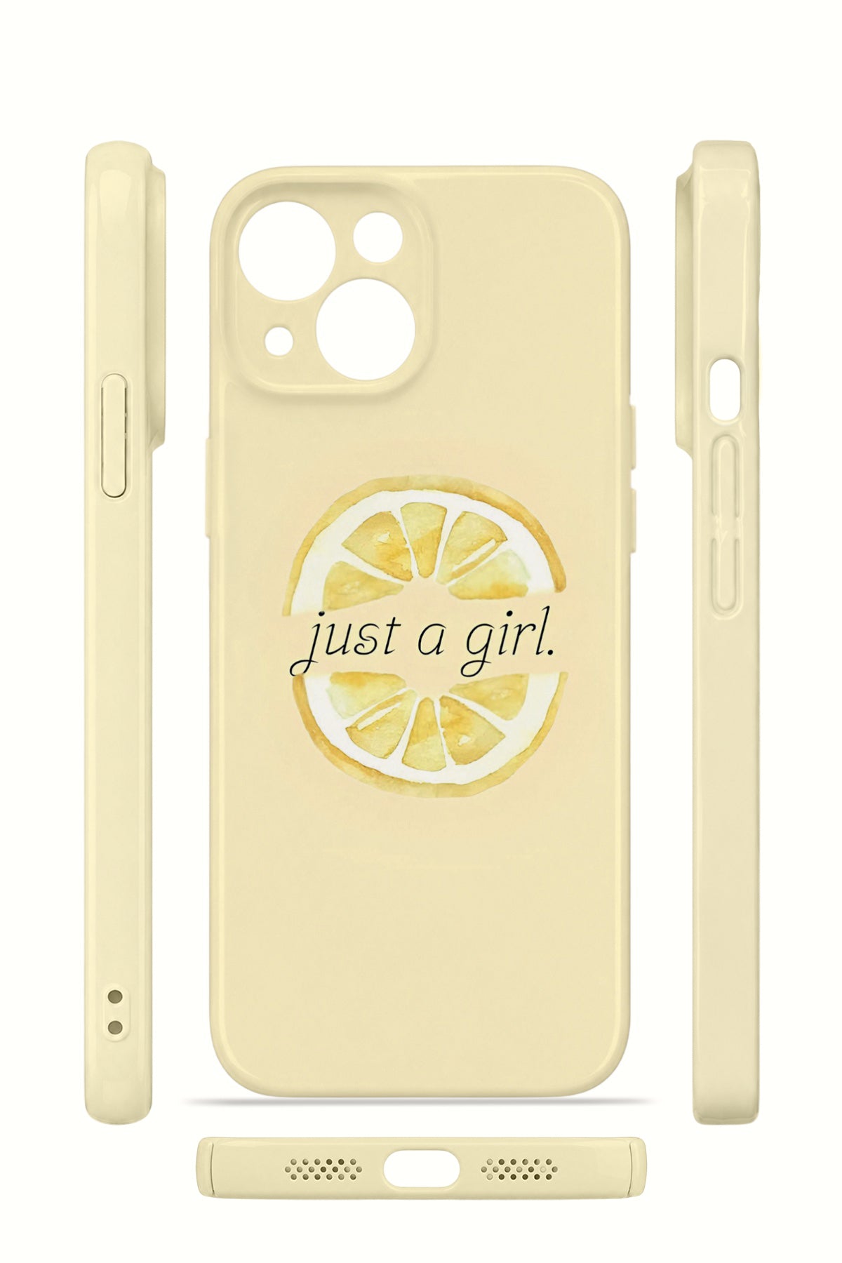iPhone 15 Valestra İnce Kamera Korumalı Mika Kılıf Just A Girl Lemon