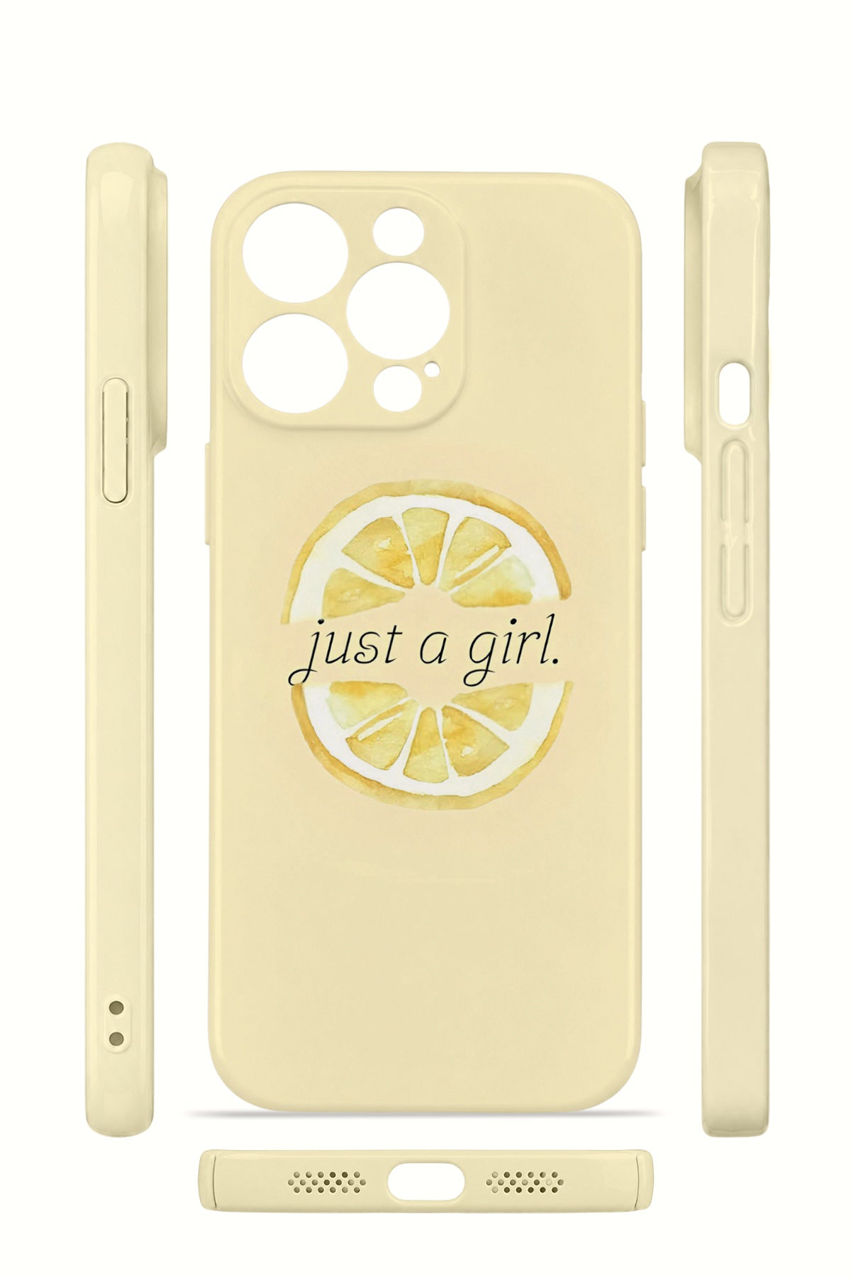 iPhone 13 Pro Valestra İnce Kamera Korumalı Mika Kılıf Just A Girl Lemon