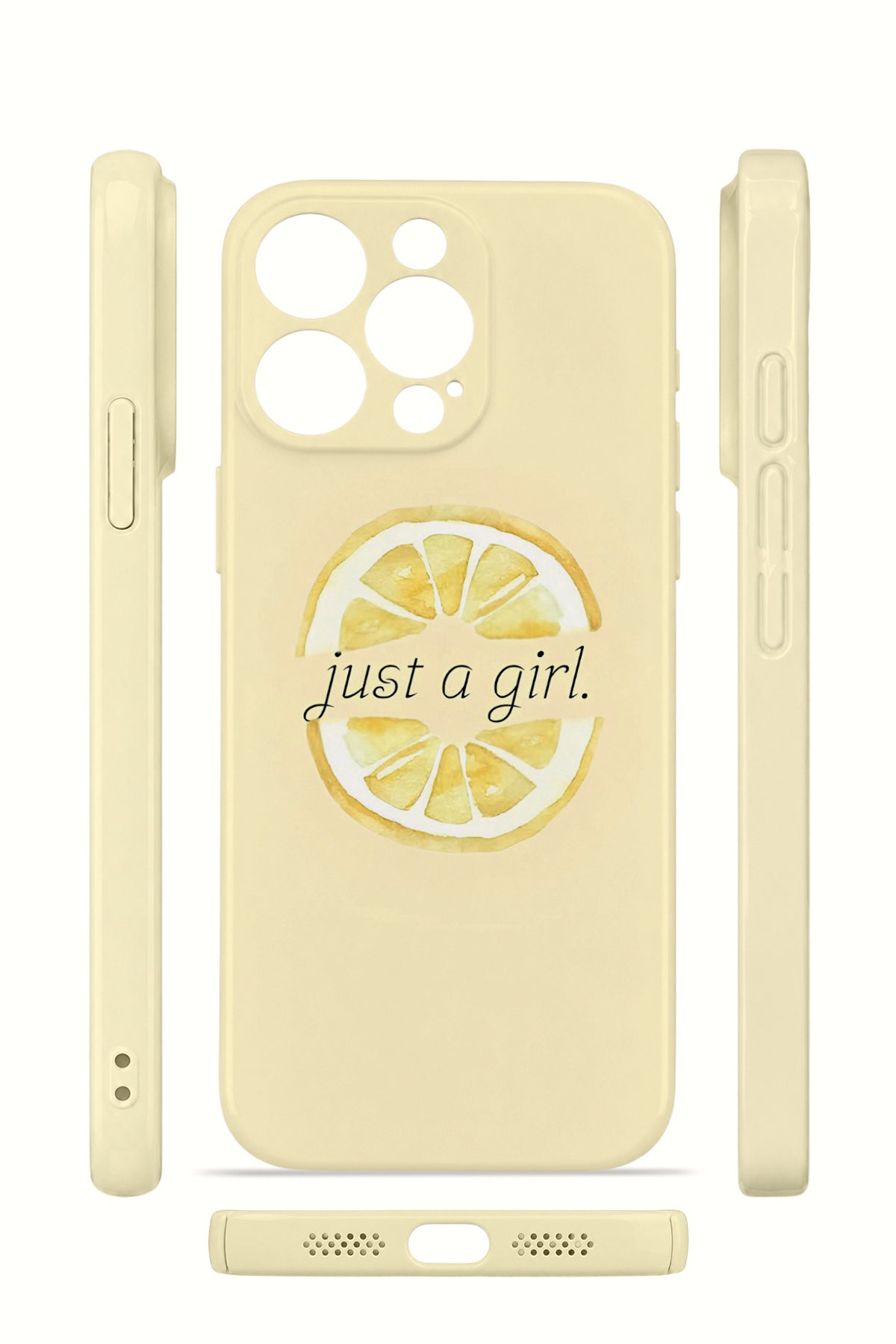 iPhone 15 Pro Max Valestra İnce Kamera Korumalı Mika Kılıf Just A Girl Lemon