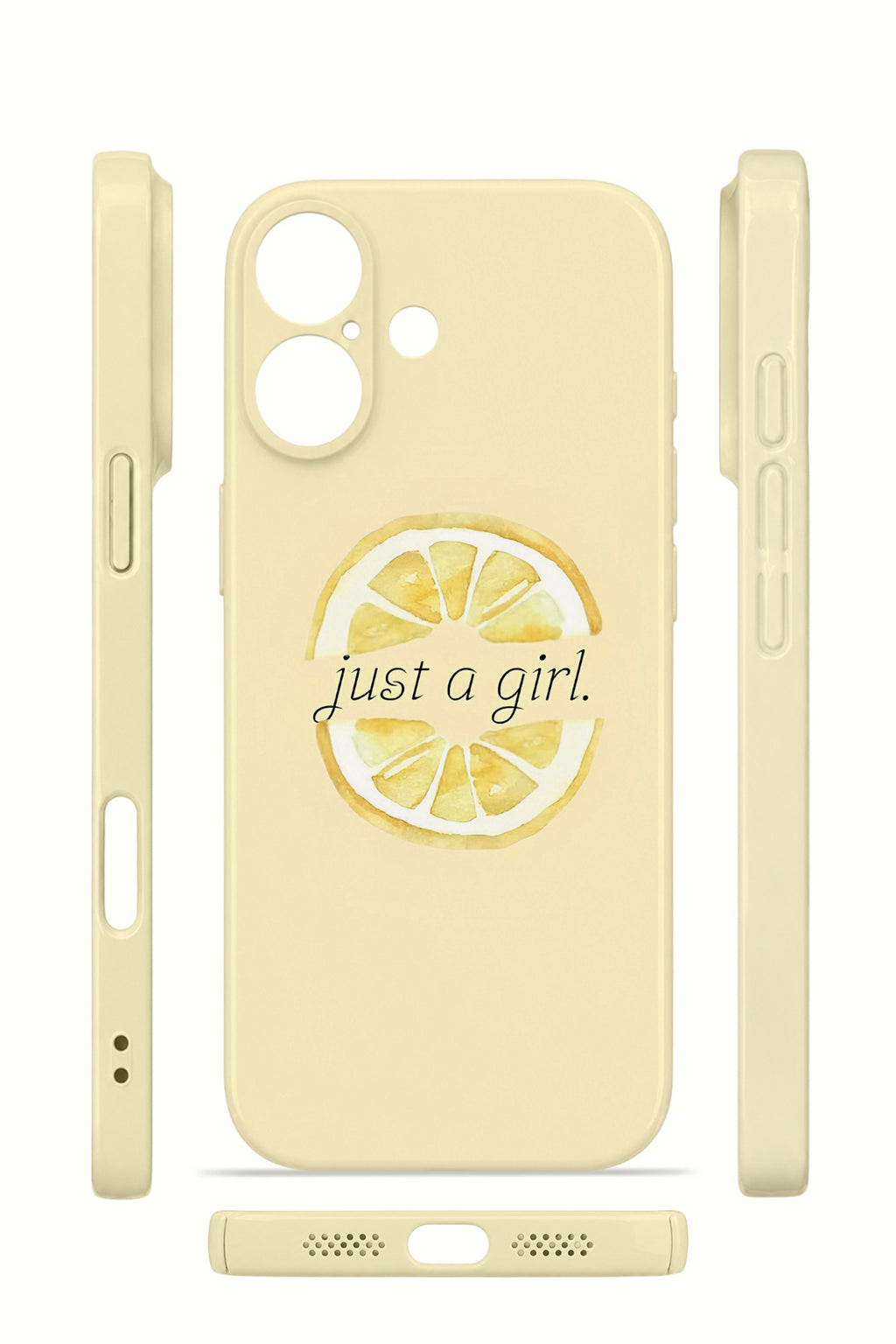 iPhone 16 Valestra İnce Kamera Korumalı Mika Kılıf Just A Girl Lemon