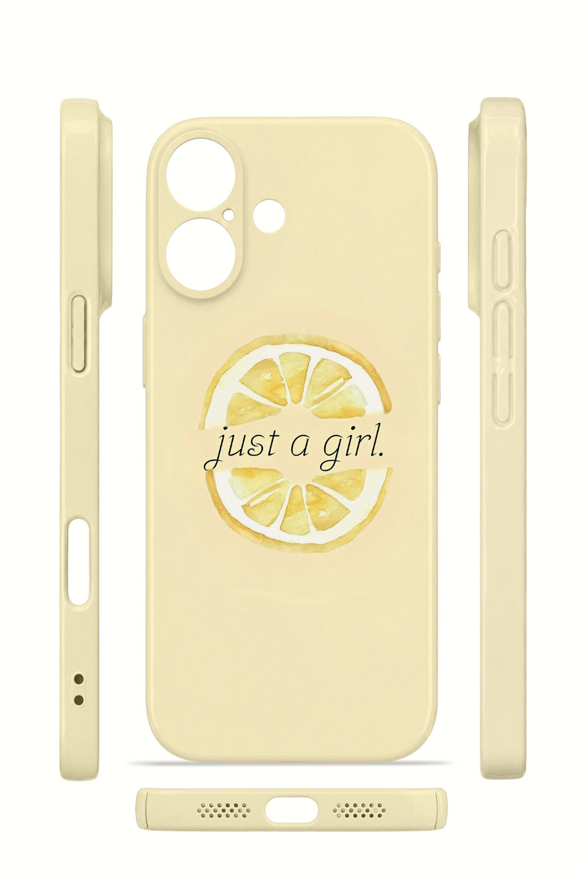 iPhone 16 Valestra İnce Kamera Korumalı Mika Kılıf Just A Girl Lemon