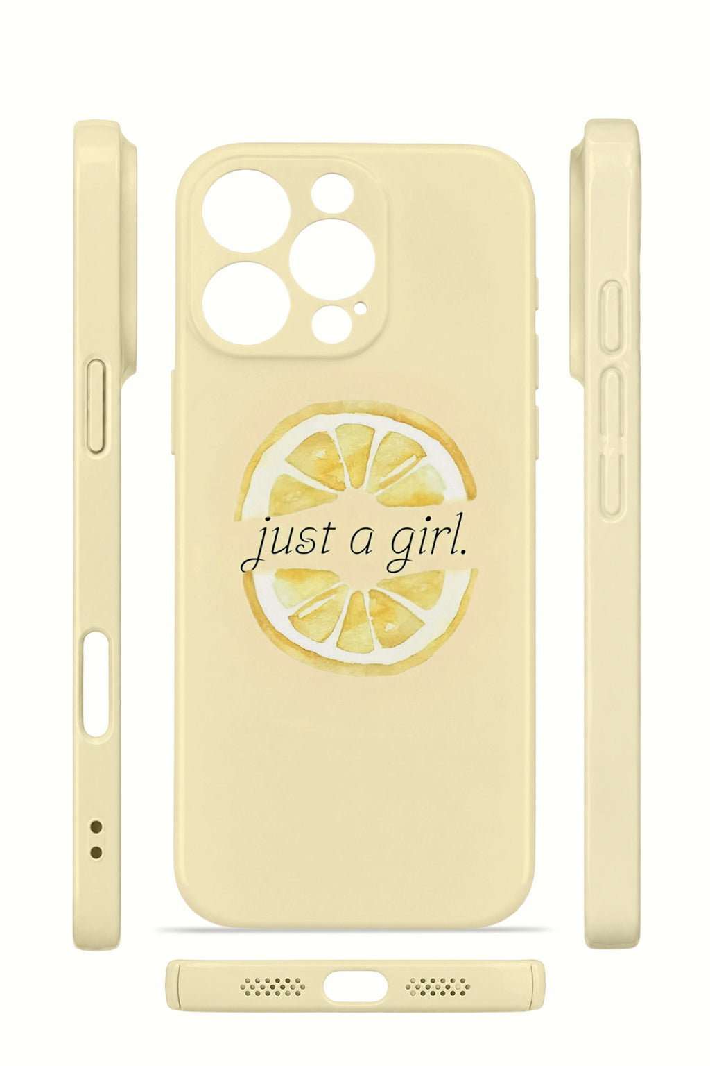 iPhone 16 Pro Valestra İnce Kamera Korumalı Mika Kılıf Just A Girl Lemon