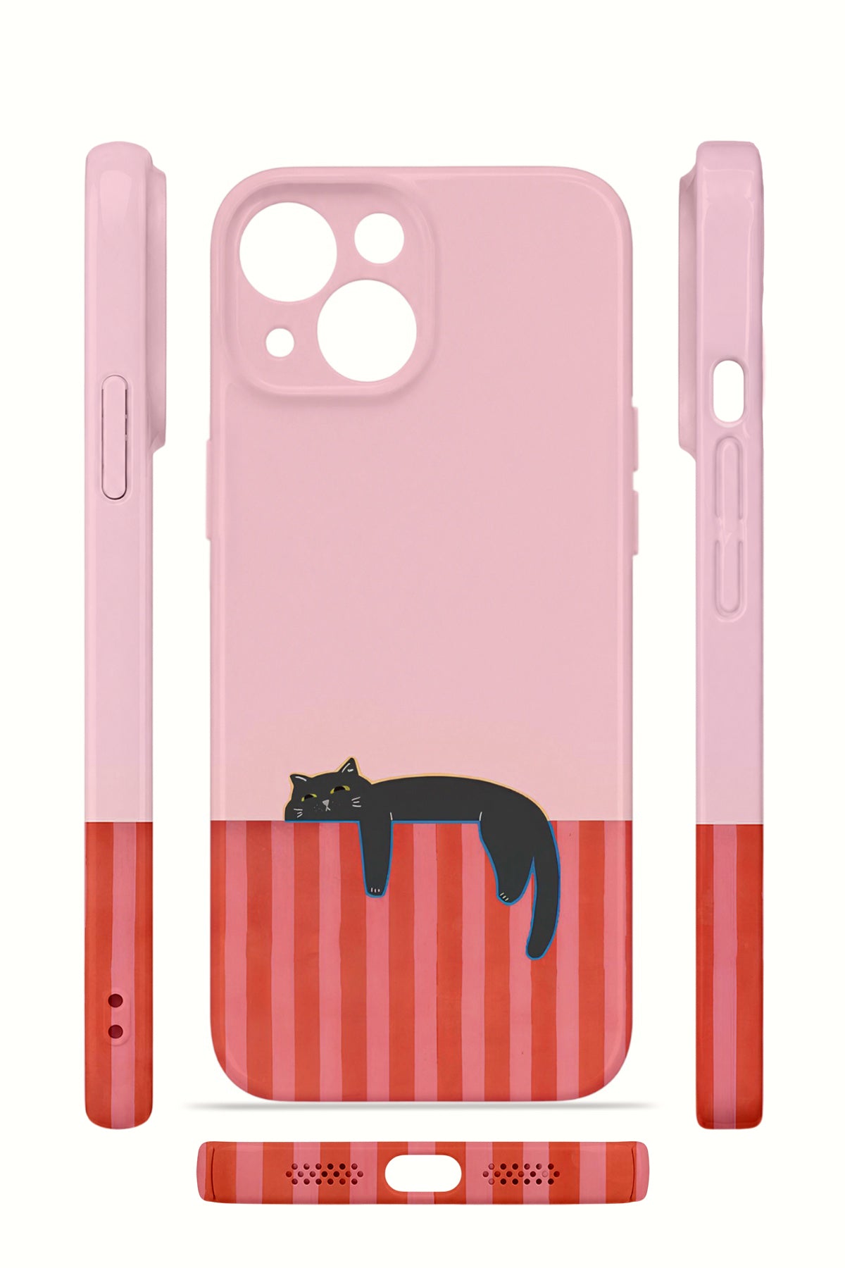 iPhone 15 Valestra İnce Kamera Korumalı Mika Kılıf Lazy Cat Sunset