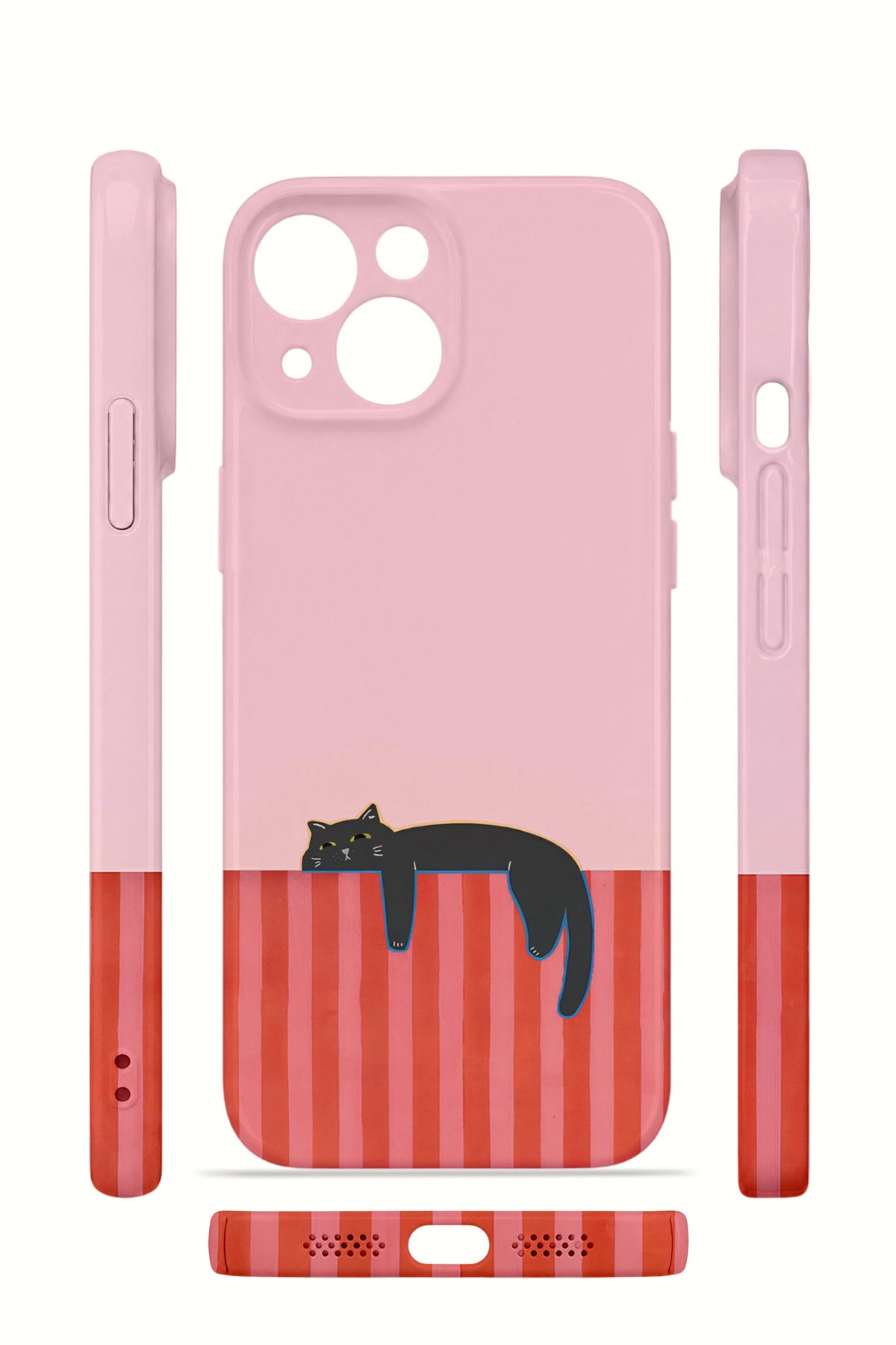 iPhone 15 Plus Valestra İnce Kamera Korumalı Mika Kılıf Lazy Cat Sunset
