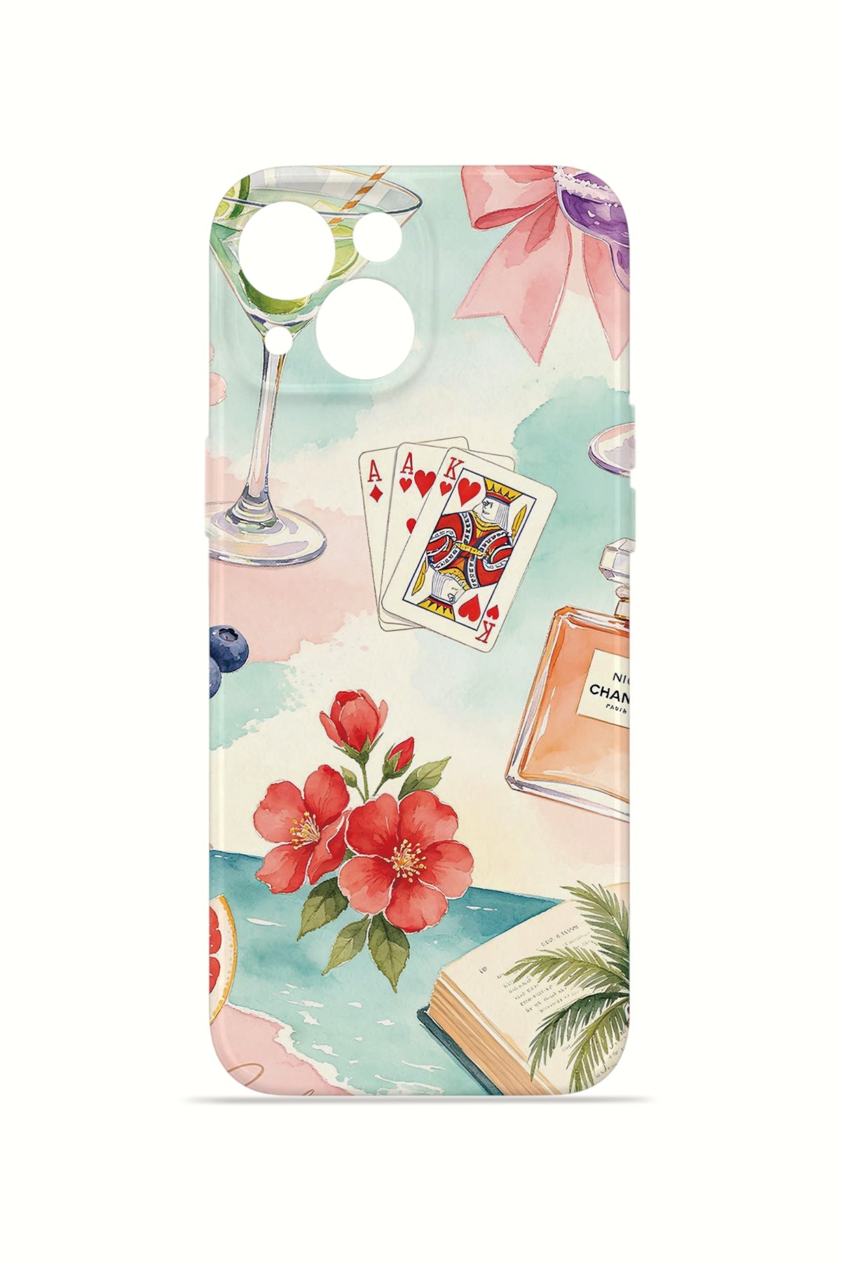 iPhone 15 Valestra İnce Kamera Korumalı Mika Kılıf Mediterranean Holiday Collage