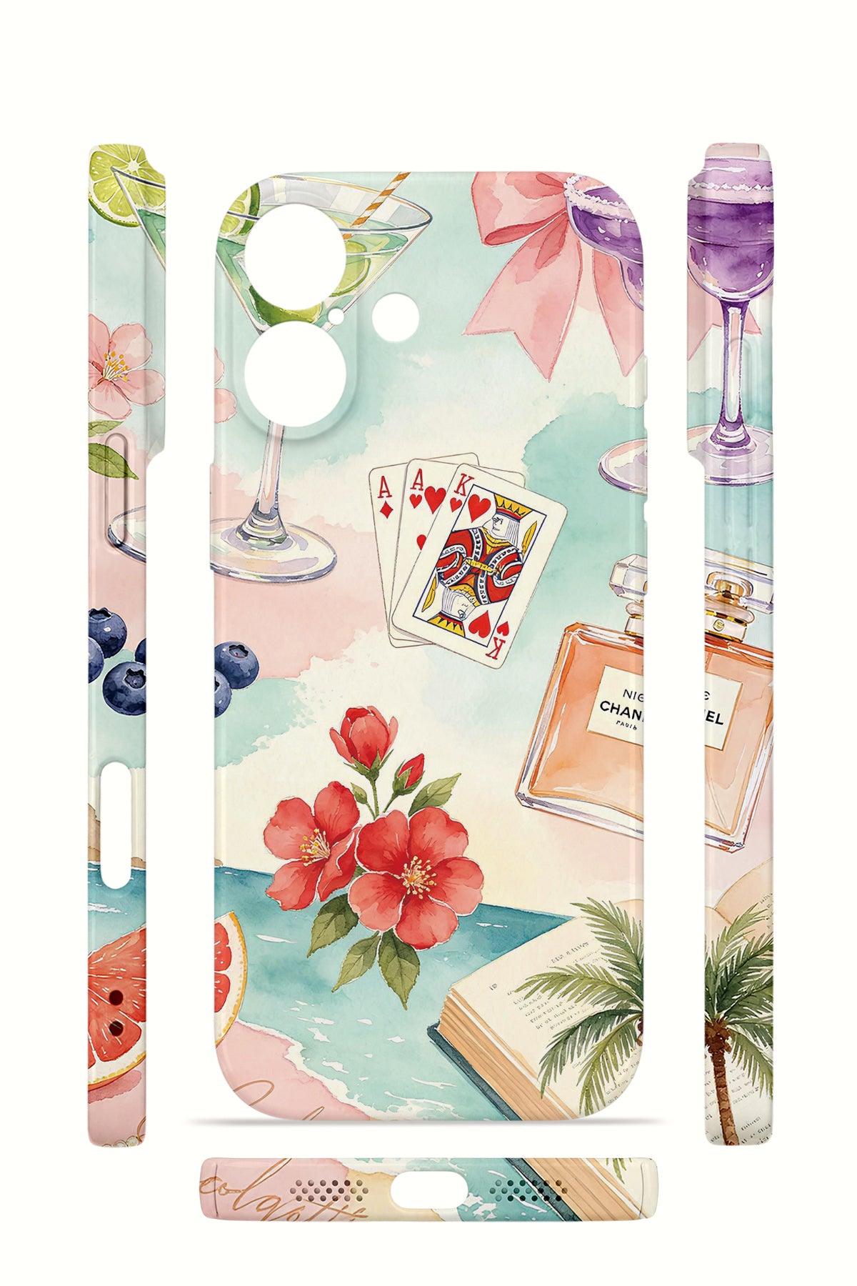 iPhone 16 Valestra İnce Kamera Korumalı Mika Kılıf Mediterranean Holiday Collage