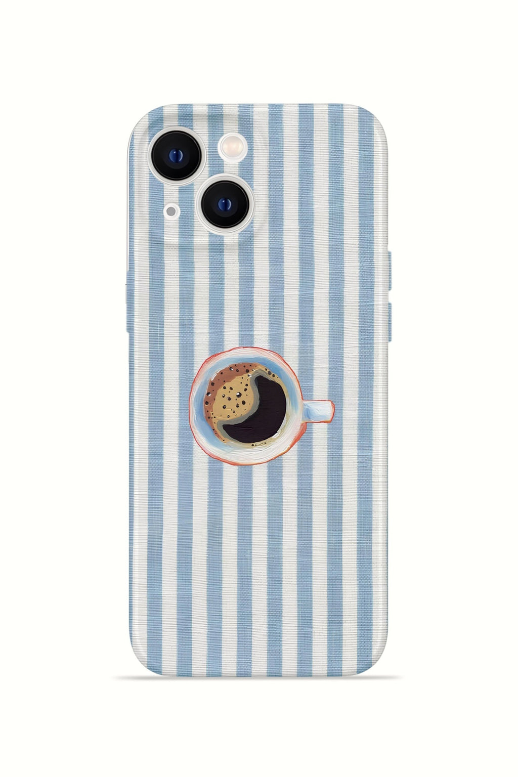 iPhone 14 Plus Valestra İnce Kamera Korumalı Mika Kılıf Morning Coffee Stripe
